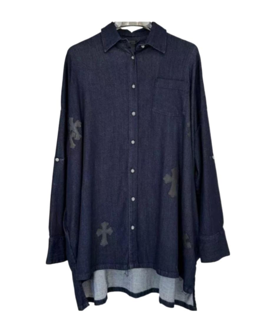 Chrome Hearts Long Sleeve Shirt in Blue | Lyst Chrome Hearts Long Sleeve Shirt in Blue | Lyst