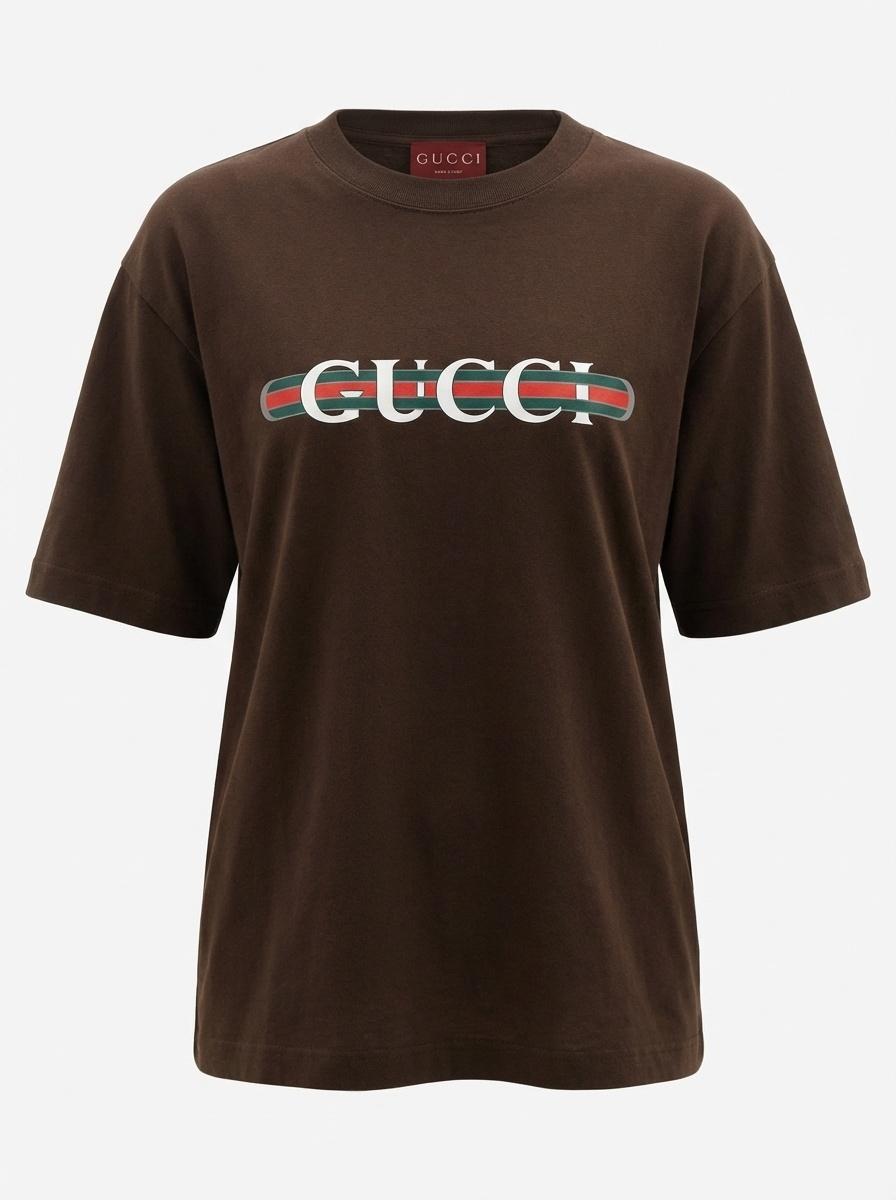 GUCCI ロゴプリント Tシャツ ブラウン Gucci Brown Logo T-Shirt – ICETIME LUXE