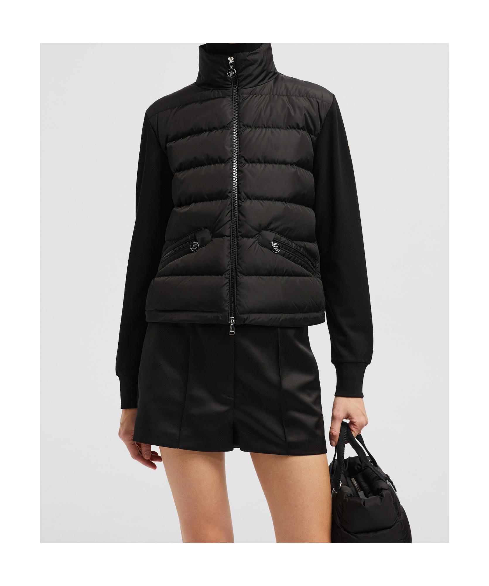 Moncler Panelled Zip-Up Puffer Jacket in Black | Lyst