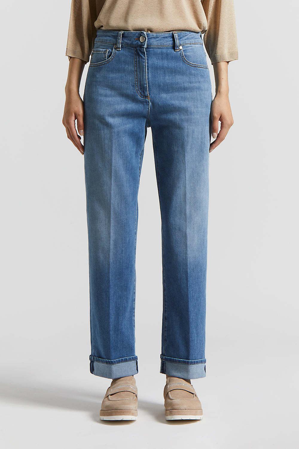 デニム・ジーパン Peserico Tailored Blue Trousers With Five-Pocket Design Peserico Five-pocket Jeans In Blue | ModeSens