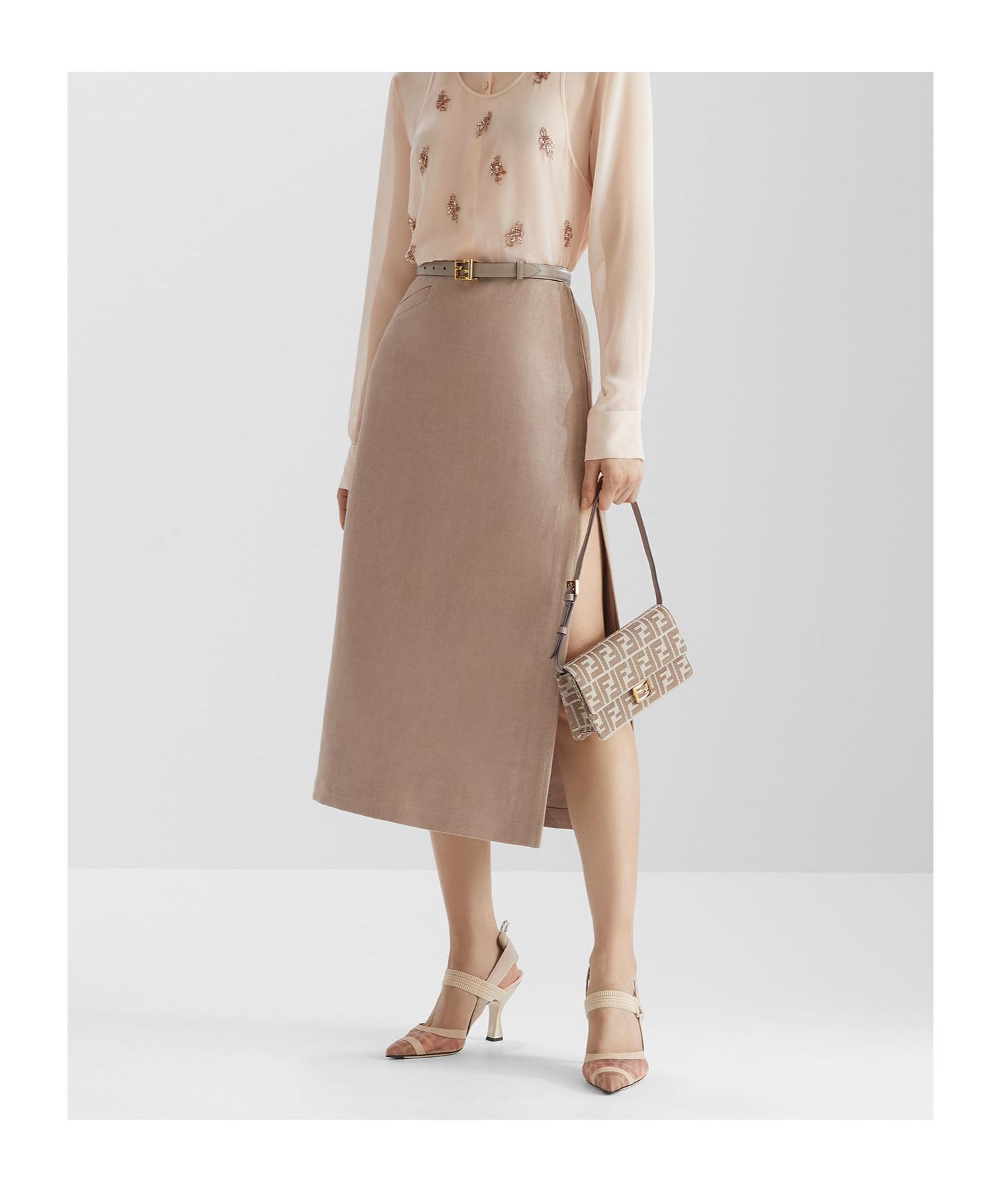 スカート Fendi Waxed Linen Midi Skirt Fendi Waxed Linen Straight Midi Skirt Clothing In Multicolor