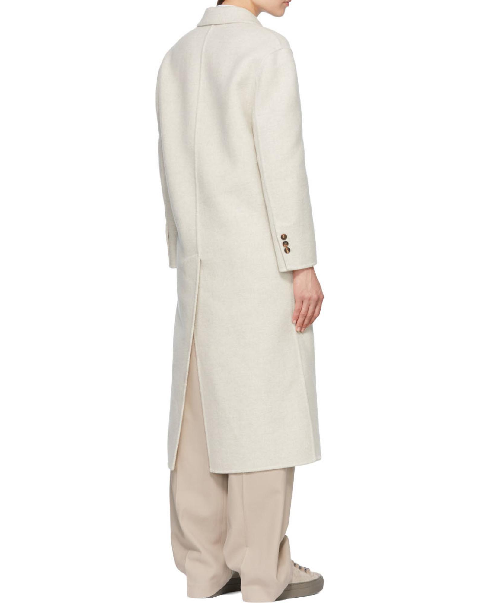 knee length dresses for ladies White Double Breasted Wool Blend Midi Coat main image 1