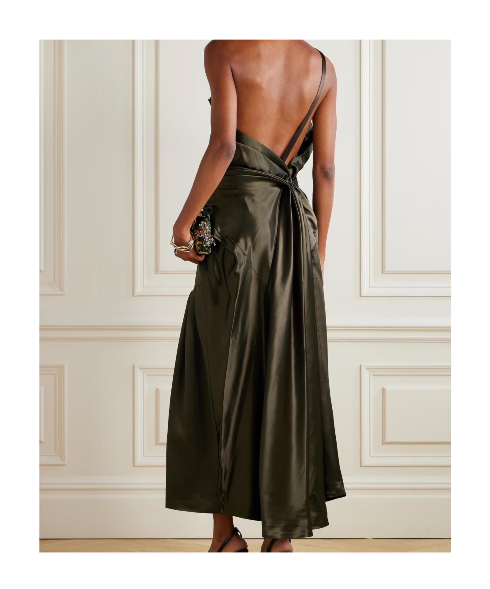 dries van noten one shoulder dress Dries Van Noten Damari One-Shoulder Pleated Dress