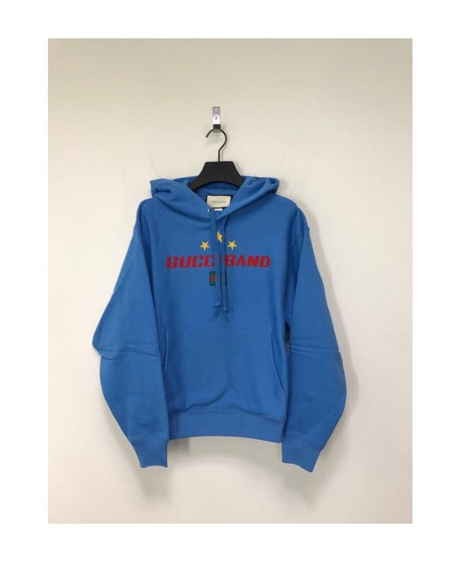 Gucci Band Gucci Hoodie Blau Gucci Band Print Hoodie In Blue For - Main Image