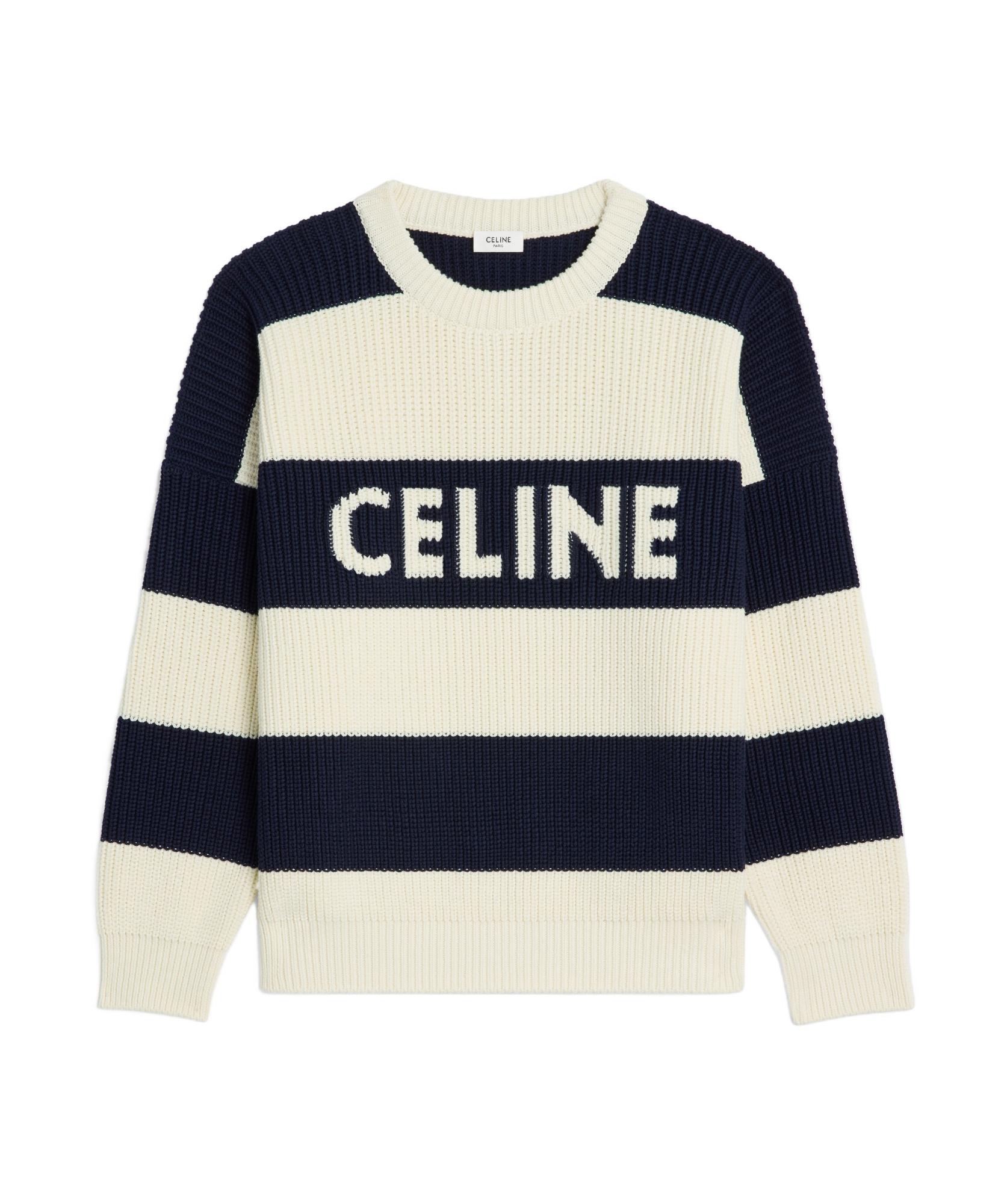 CELINE ネイビー ロゴセーター S セリーヌ CELINE ニット セーター トリオンフ ボクシー クルーネック