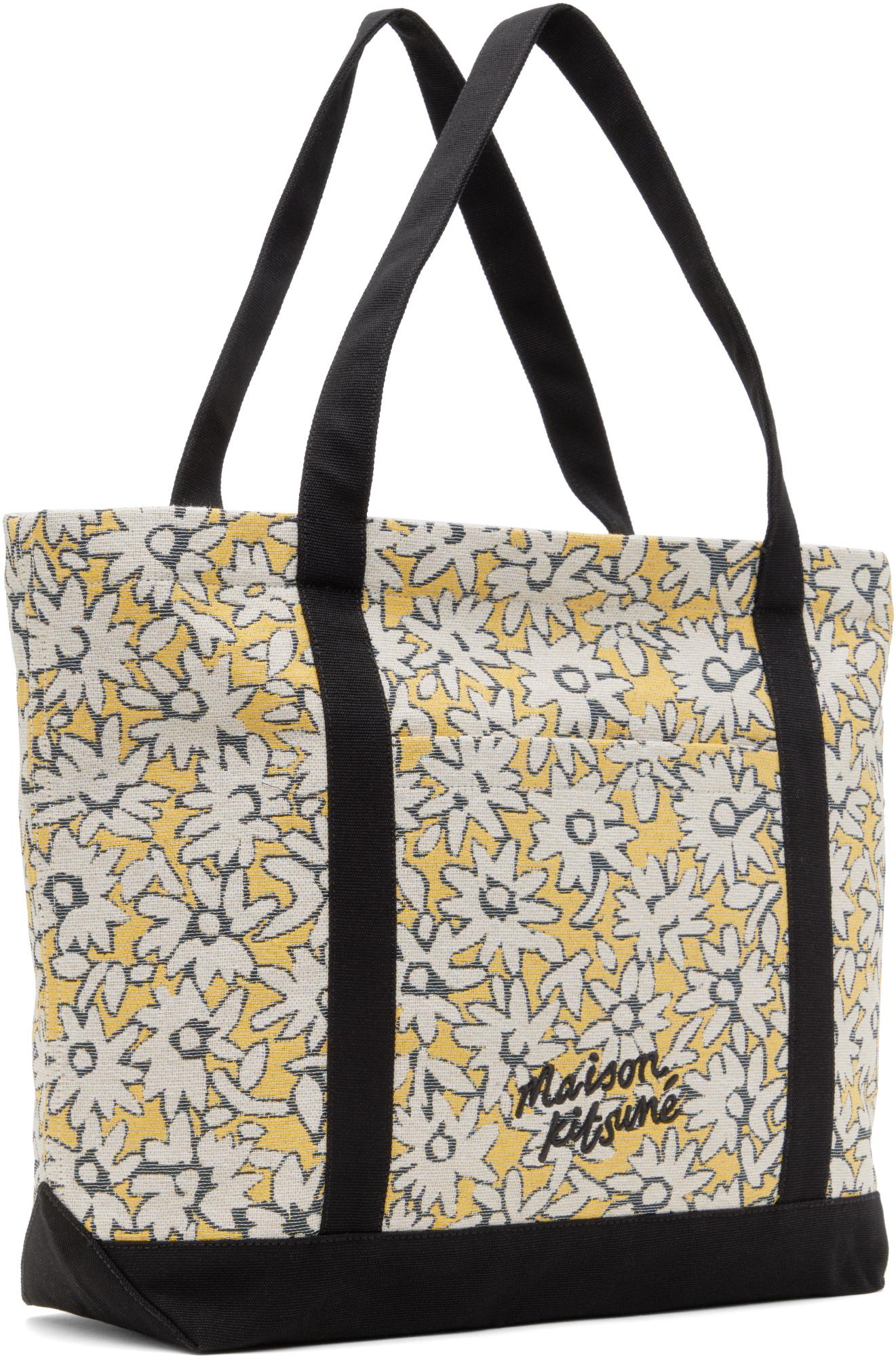 ■MAISON KITSUNE■ Daisy Field Large Tote Bag Mimosa Print O DAISY FIELD LARGE JACQUARD TOTE | Maison Kitsuné