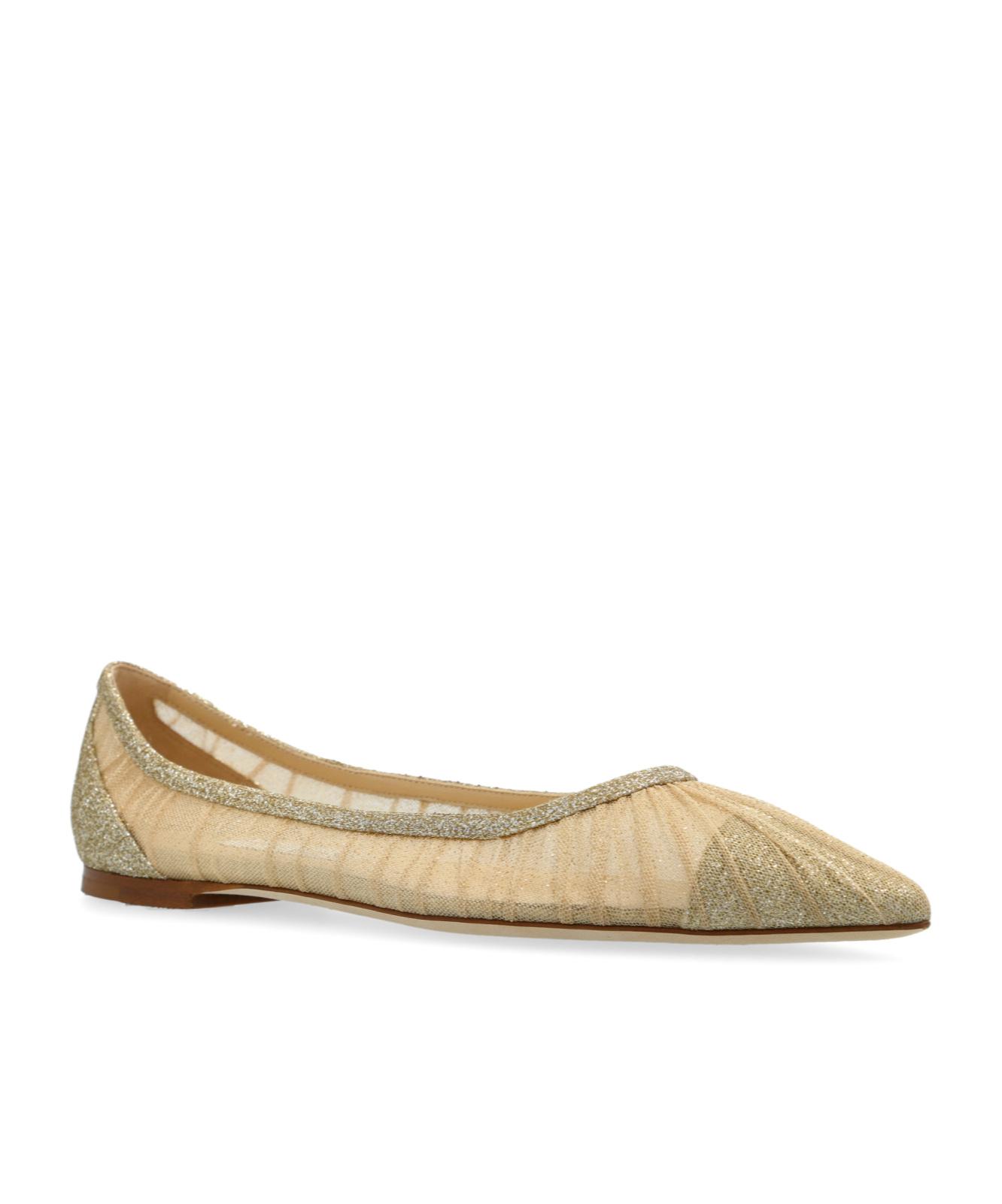 Jimmy Choo Love Flat Glitter Ballerinas in Natural | Lyst