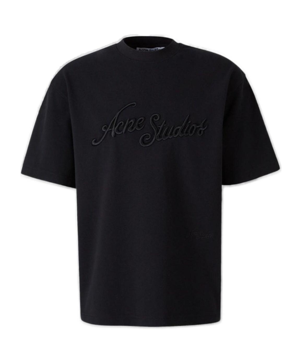 Acne Studios Logo Embroidered T-Shirt in Black for Men | Lyst