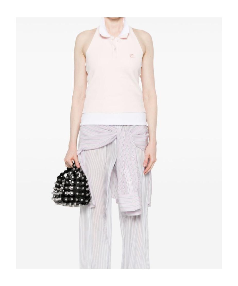 T By Alexander Wang Layered Polo Mini Halter Top in White | Lyst