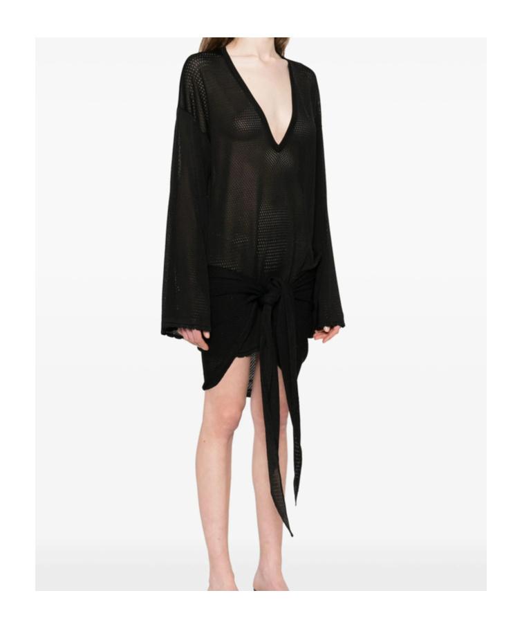 オールインワン・サロペット The Attico Asymmetrical Black Mini Dress The Attico Asymmetrical Black Mini Dress in Black | THE LIST