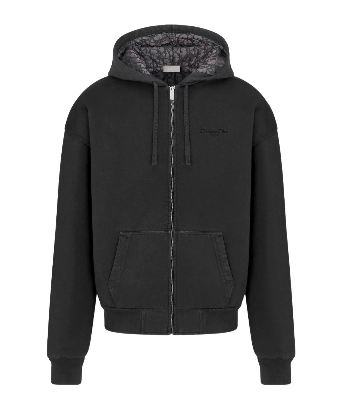 Dior Homme Zip-Up Drawstring Hoodie in Black for Men | Lyst