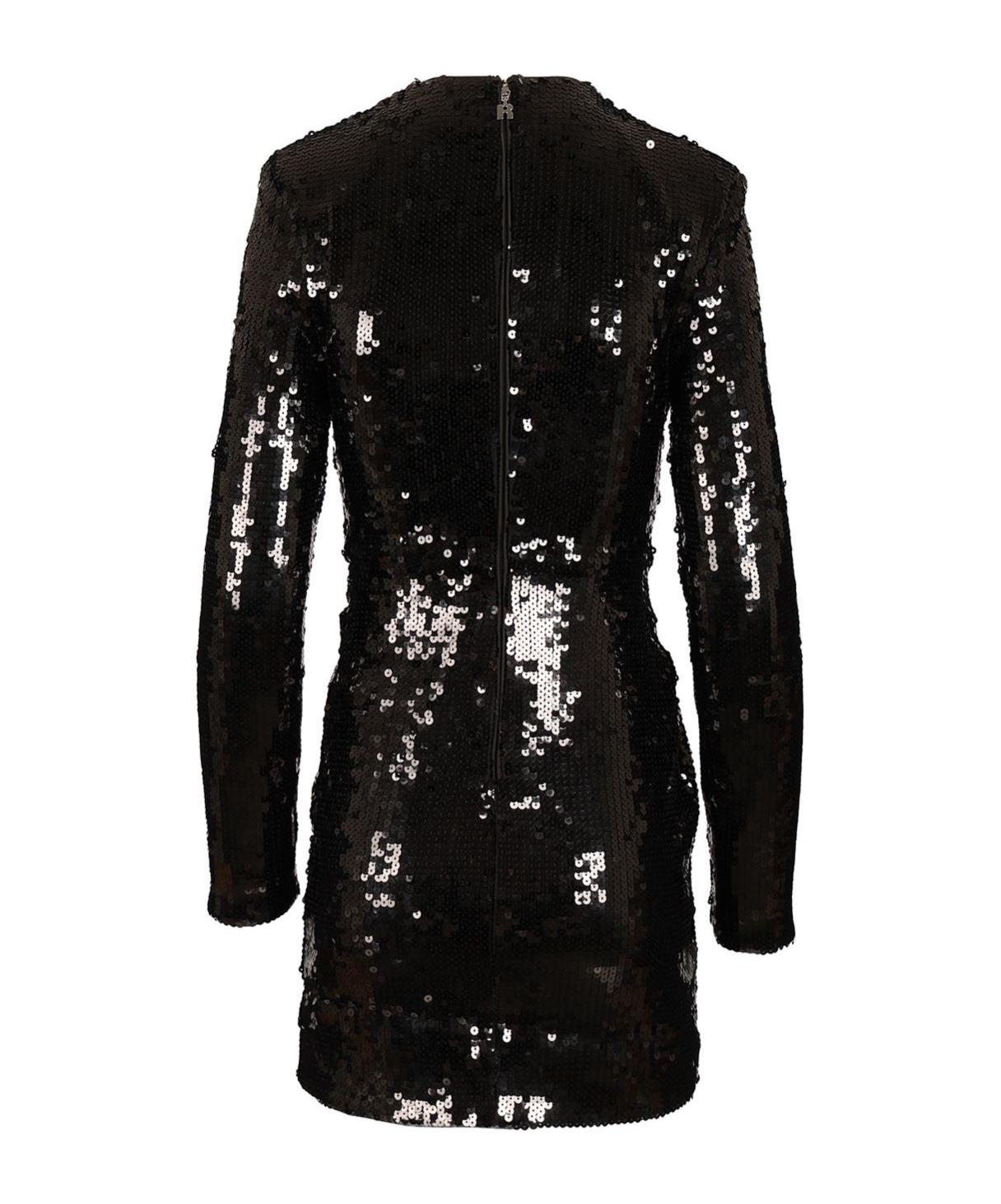 rotate black sequin dress Sue sequin-trimmed recycled-chiffon mini dress - black