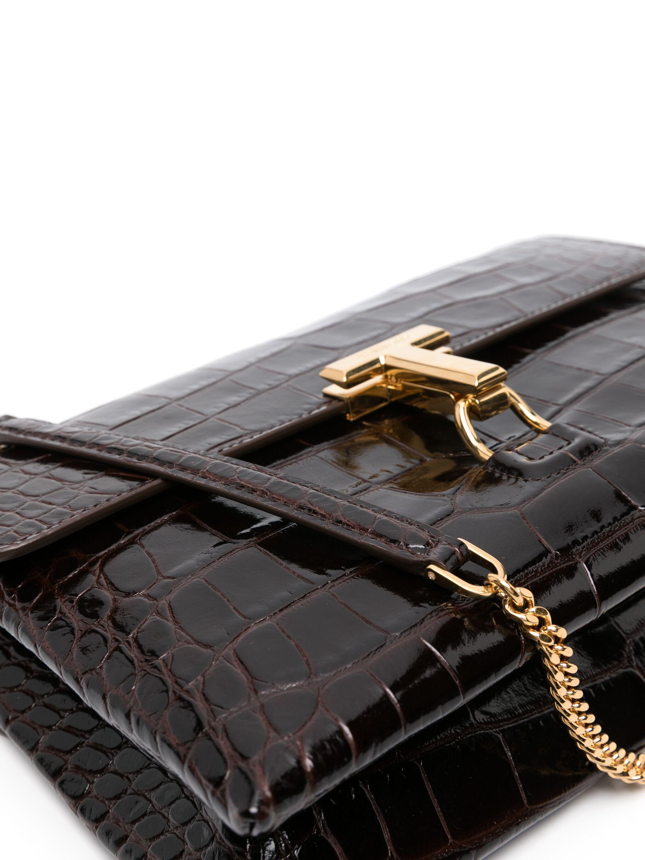 Tom Ford Logo Shoulder Bag in Black | Lyst