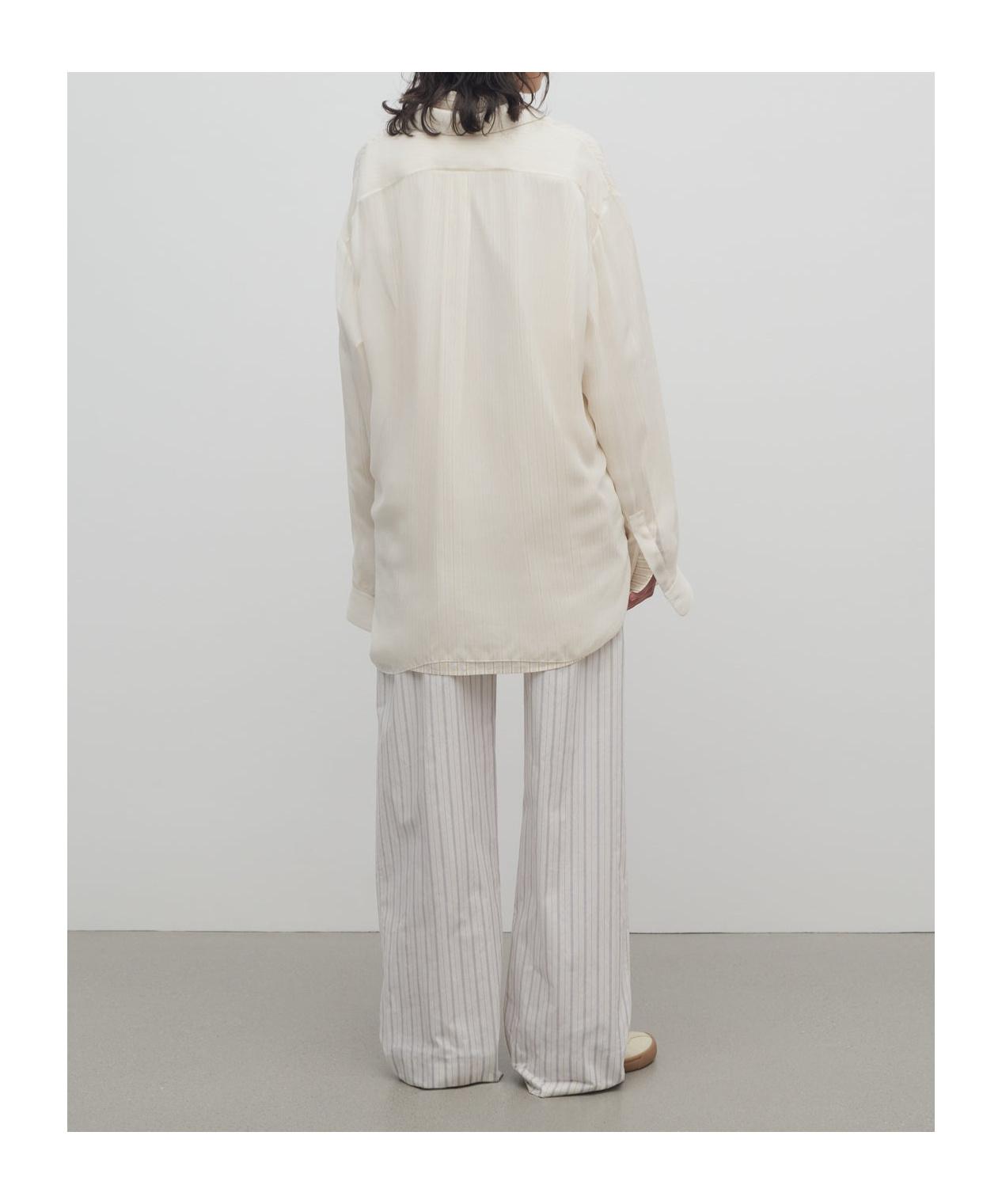 パンツ THE ROW HYPNOSTA TROUSERS IN WHITE WITH STRIPES Hypnosta cotton poplin wide-leg pants in white - The Row