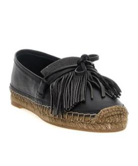 フラットシューズ BRUNELLO CUCINELLI Ramile fringed espadrilles Black Brunello Cucinelli Ramile Fringed Espadrilles in Black | Lyst