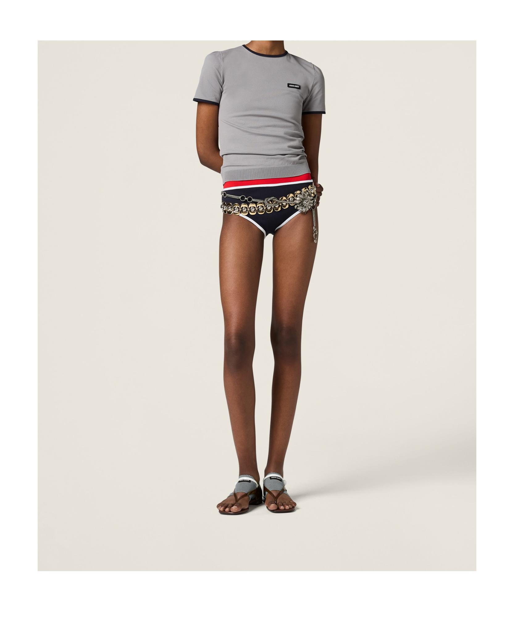 Miu Miu Technical Yarn Crew-Neck Sweater in Gray | Lyst