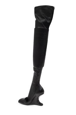 洗練【Rick Owens】カンチレバーベルベット オーバーニーブーツ Rick Owens Over-the-knee boots for Women | Online Sale up to