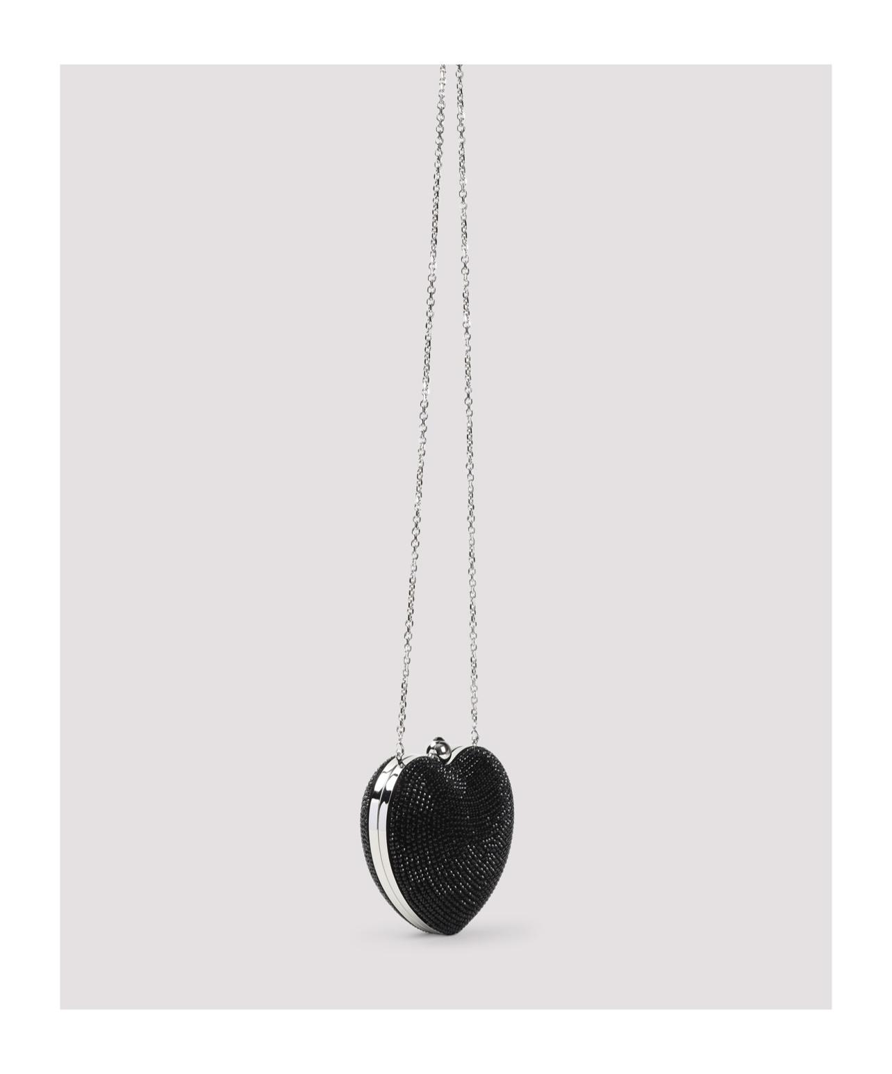 Mach & Mach Crystal Heart Clutch Bag in Black | Lyst