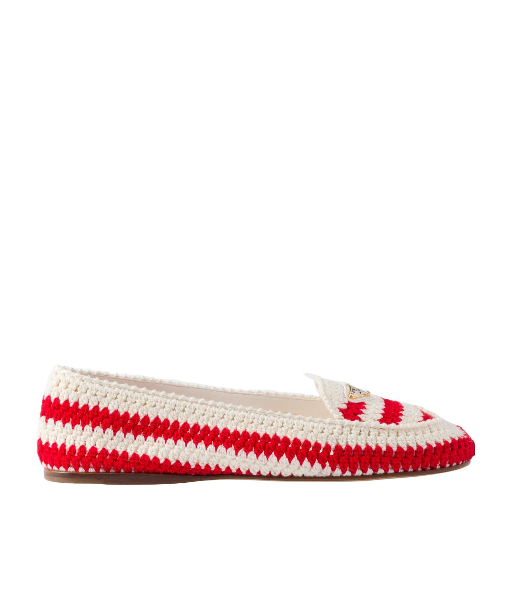 Prada Embroidered Crochet Loafers | Lyst