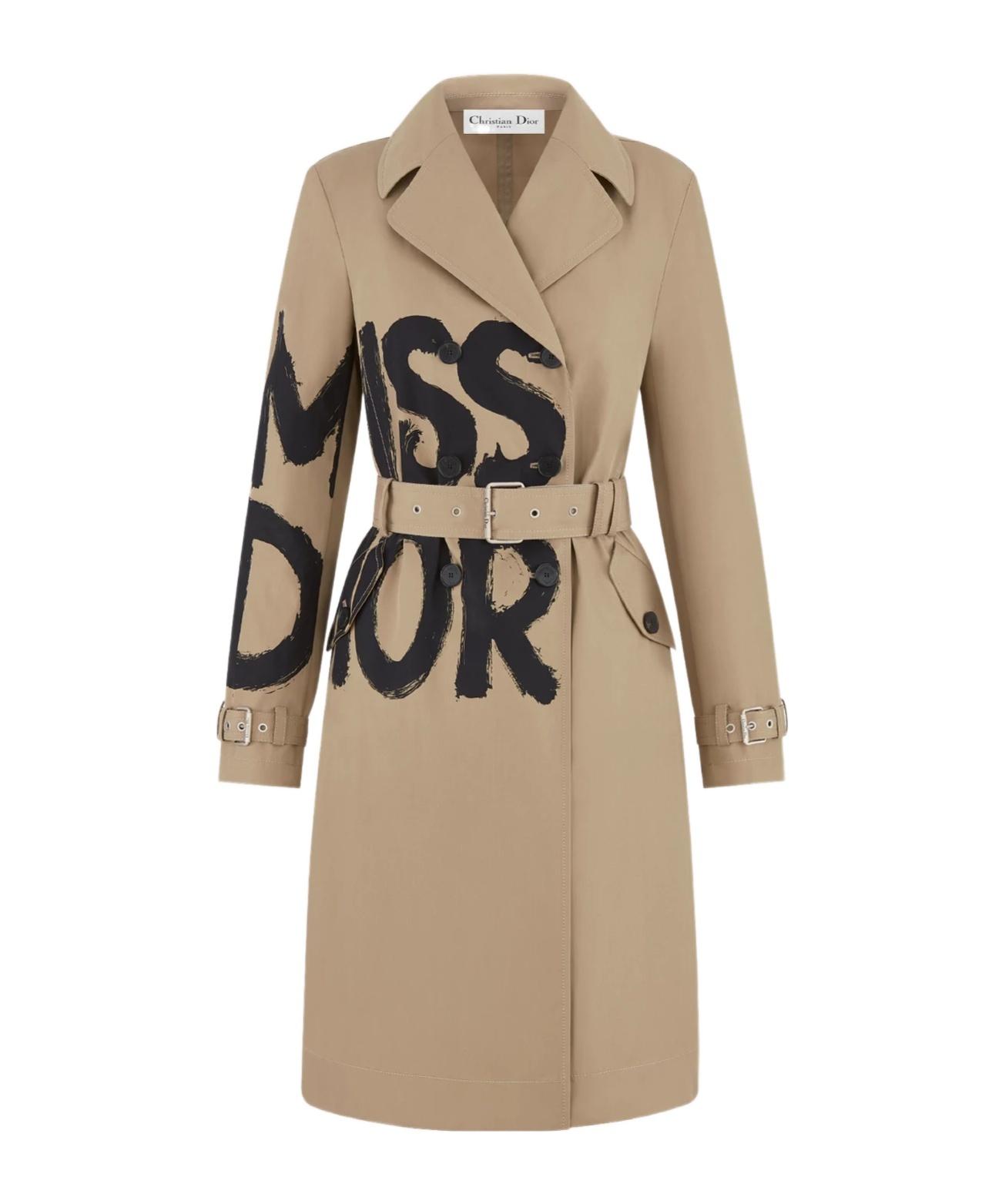 Dior Christian Double-Breasted Belted Coat in Natural Lyst