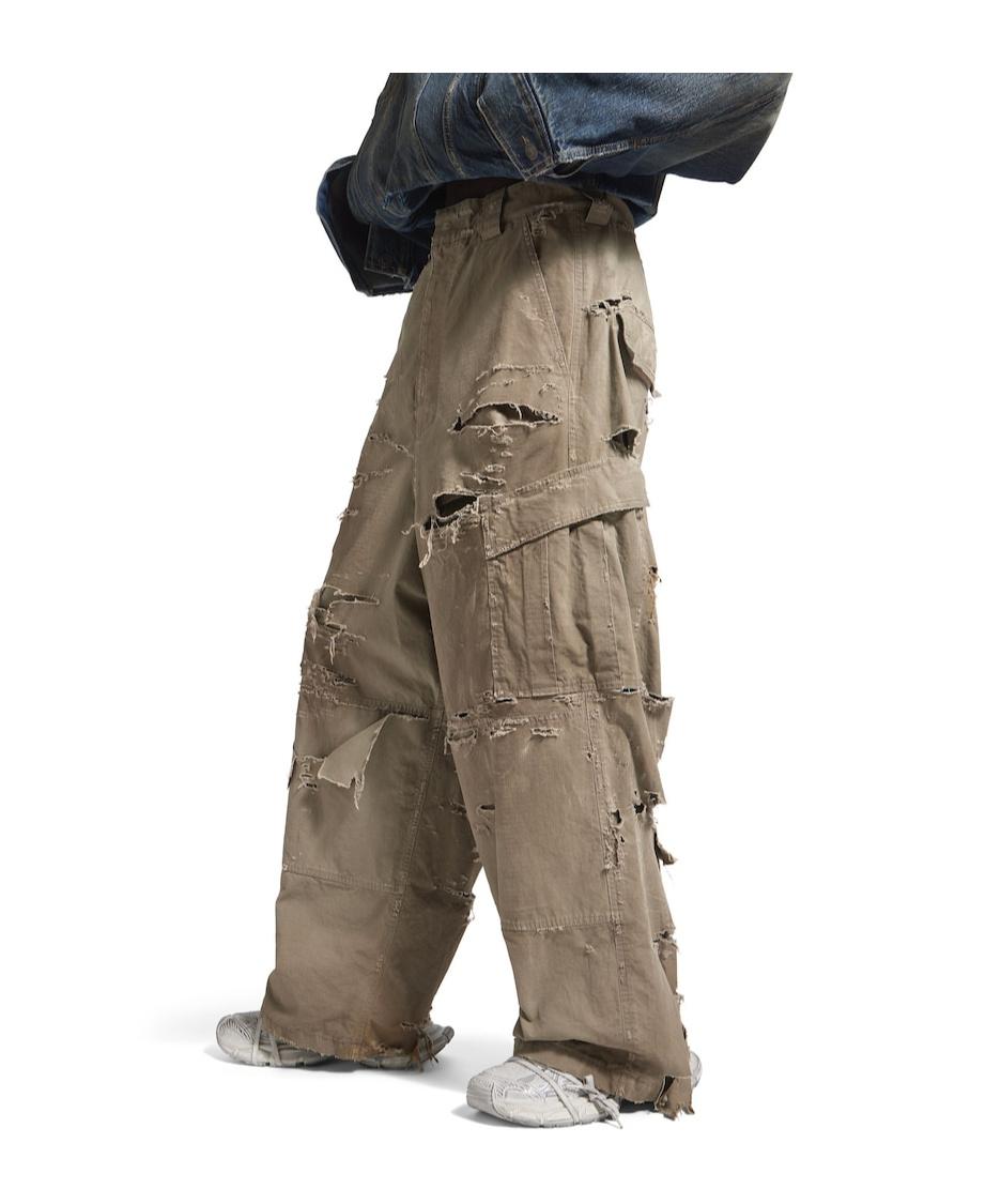 Balenciaga Distressed Wide-Leg Pants in Gray for Men | Lyst