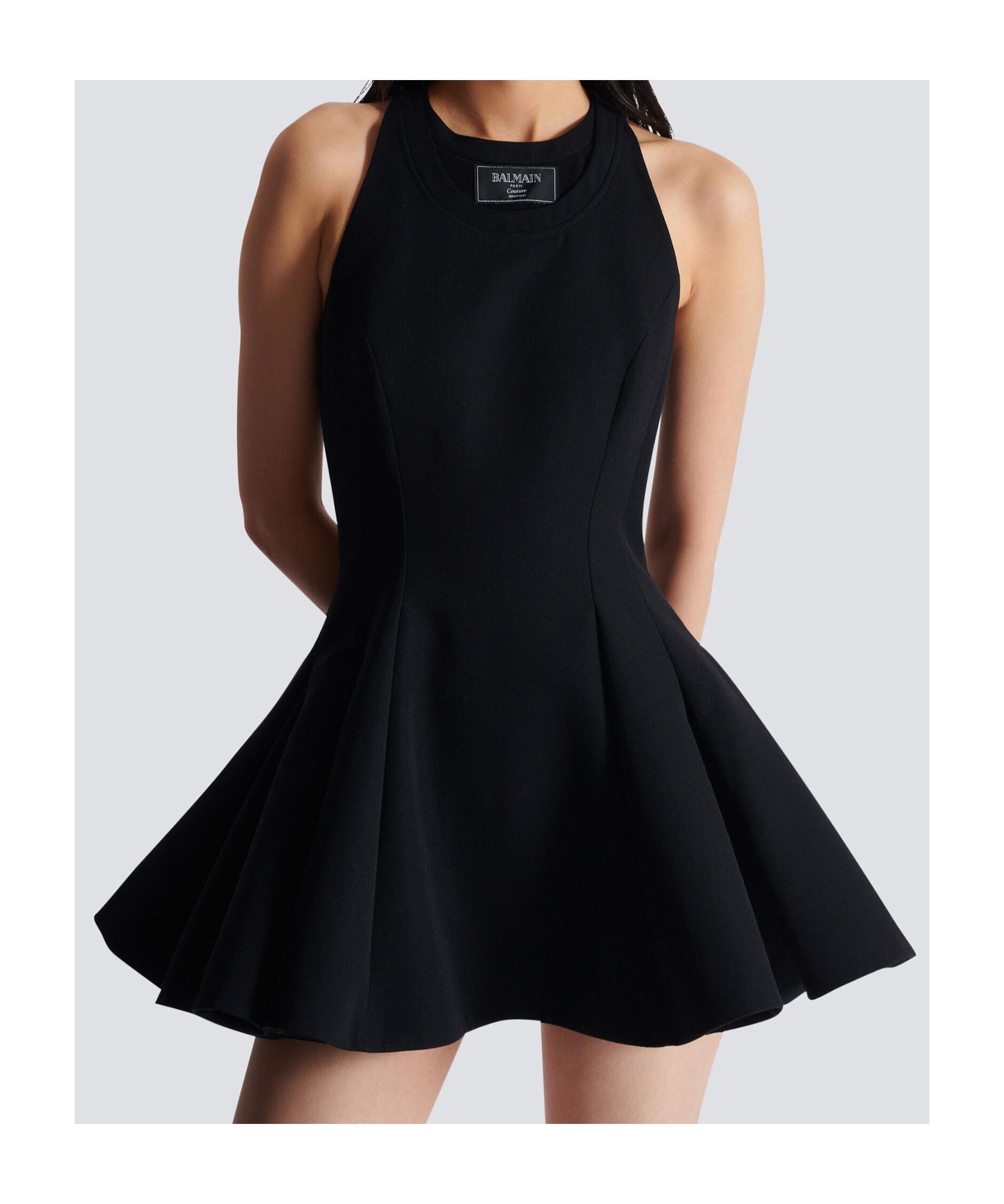 balmain paris black dress Slinky Jersey Rose Detail Cut Out Mini Dress in Black - 6