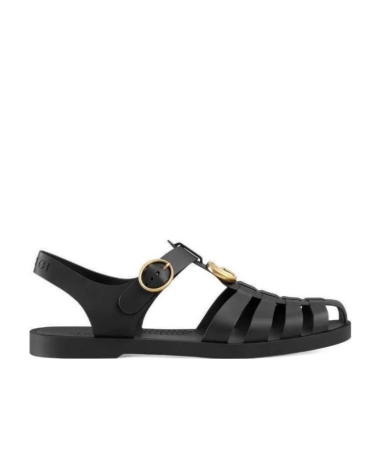 グッチ黒 アンクルストラップ サンダル グッチ アンクルストラップサンダル 368499 メンズ SIZE 6 G (S