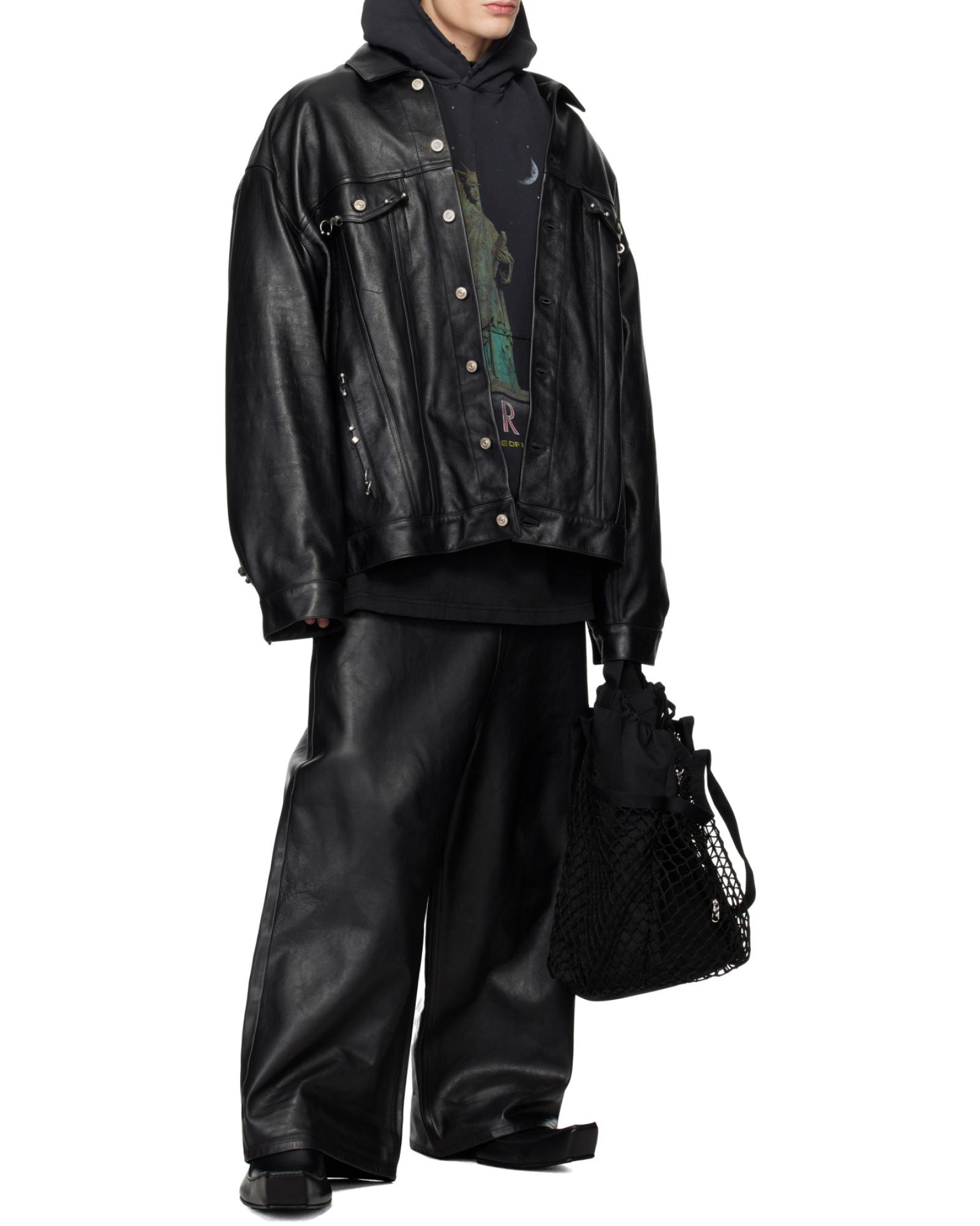 パンツ BALENCIAGA 23SS shiny coated pants black Balenciaga Soft Shining Low Crotch Leather Pants in Black