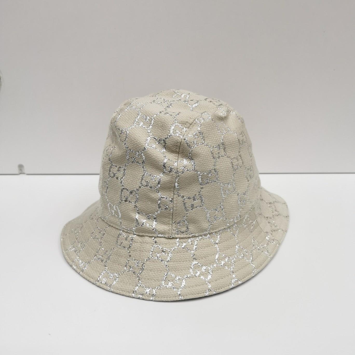 Gucci Gg Lamé Bucket Hat in White | Lyst