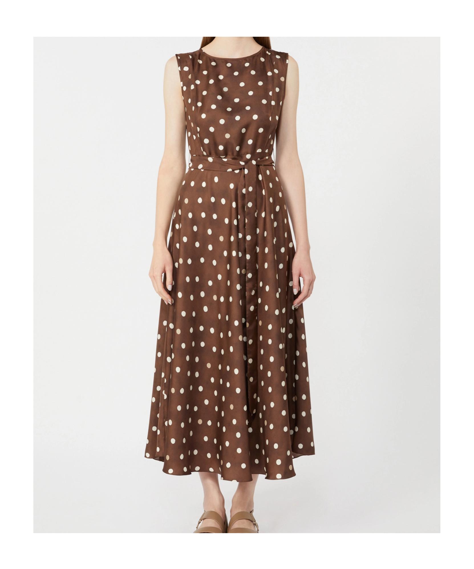 Max Mara Silk Polka-Dot Martina Midi Dress in Brown | Lyst