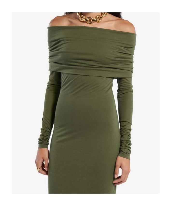 Balenciaga Long Sleeve Off-Shoulder Dress in Green | Lyst UK Balenciaga Long Sleeve Off-Shoulder Dress in Green | Lyst UK