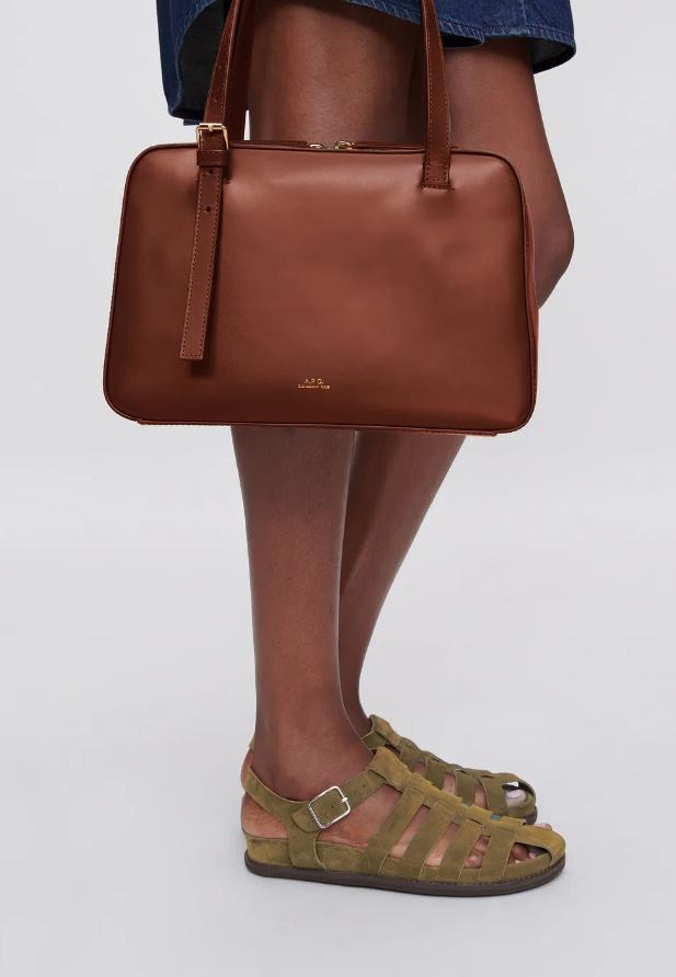 A.P.C. Virginie Logo Printed Crossbody Bag in Brown | Lyst