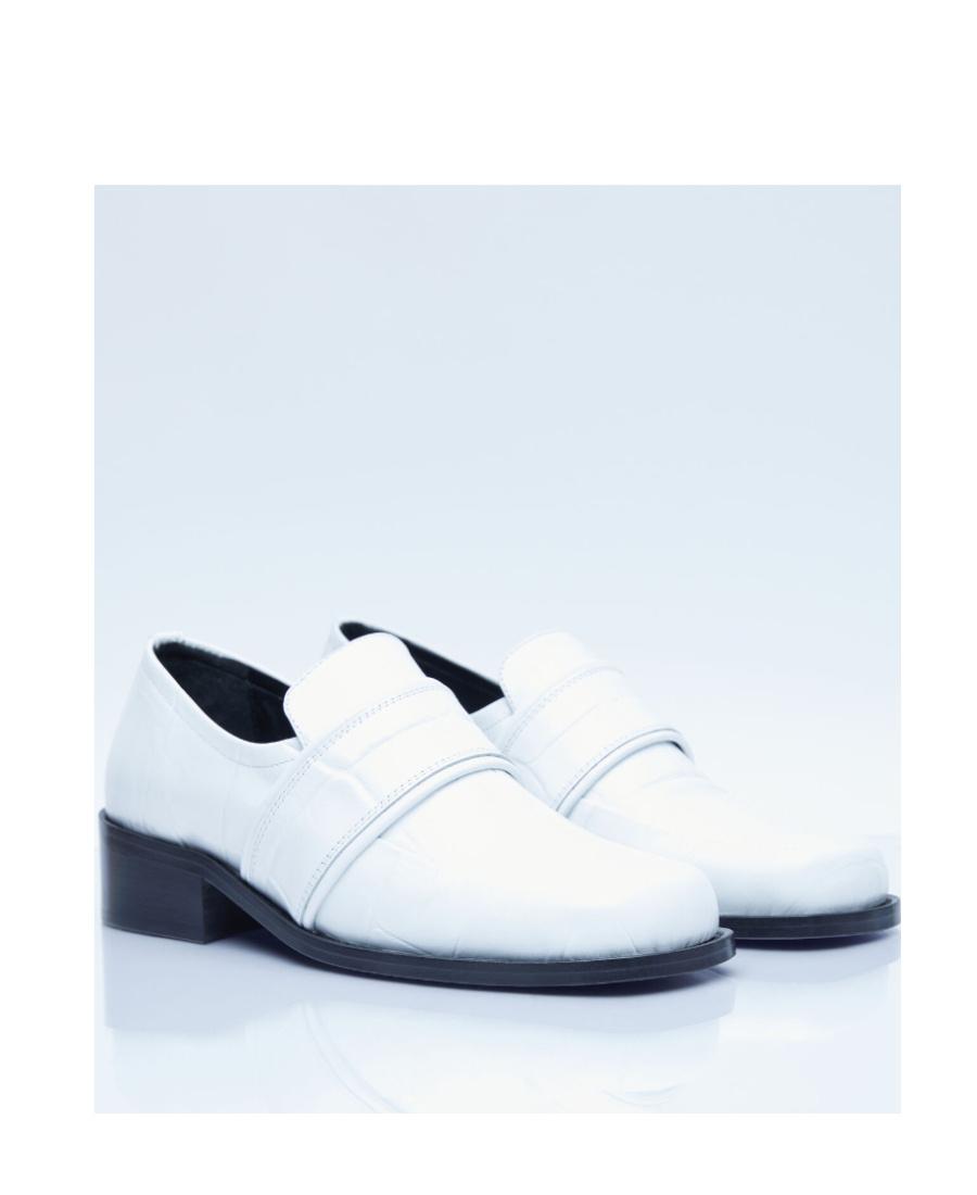 Cyril White Maxi Croco Embossed Leather – BY FAR