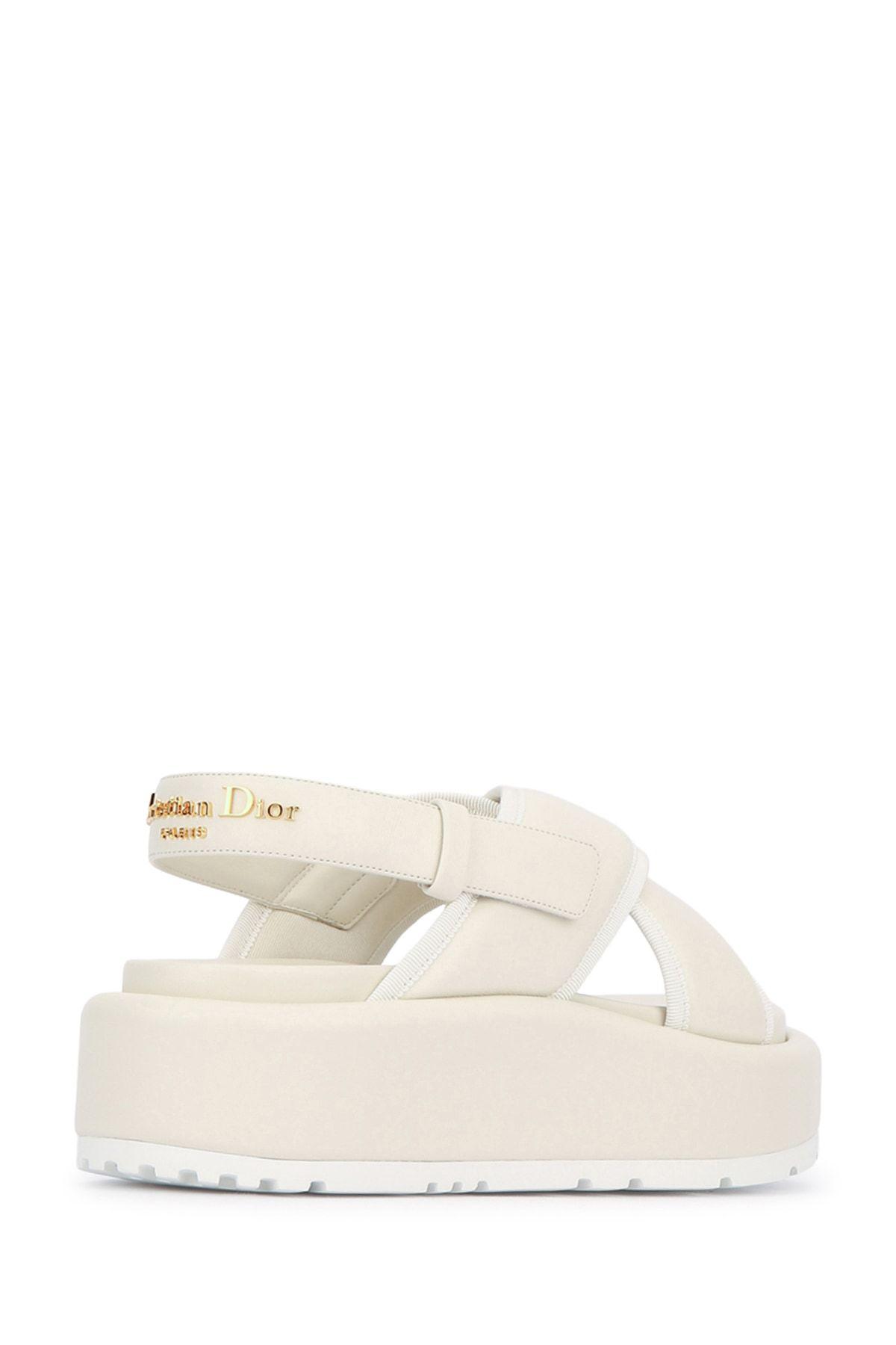Dior D-Lane Platform Sandal in White | Lyst