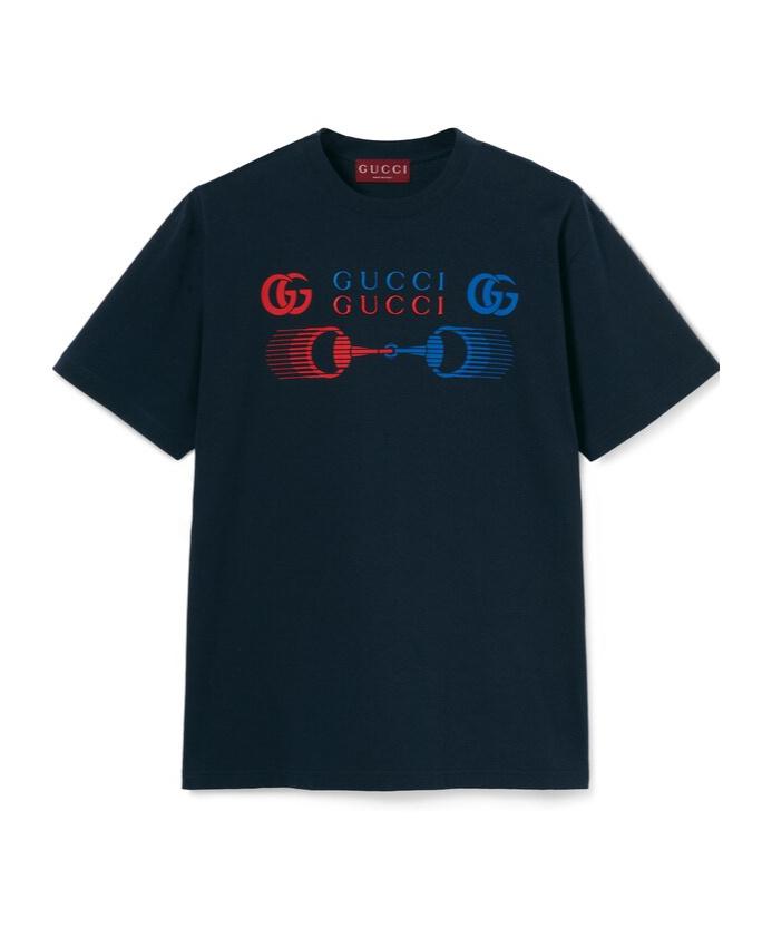 【GUCCI】Print Cotton Jersey Short Sleeve T-shirt/送料込み Cotton jersey T-shirt with embroidery in black | GUCCI® US