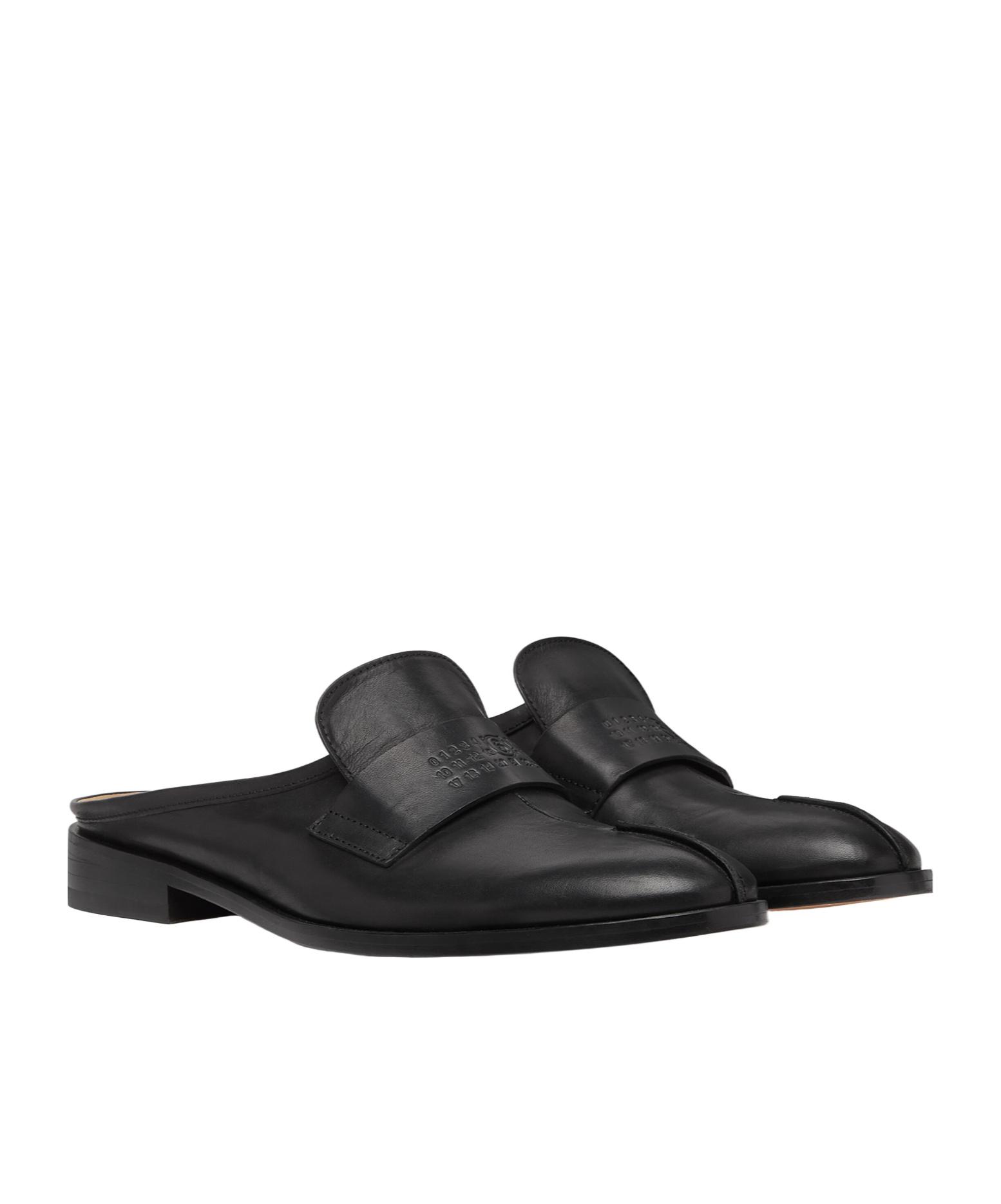 サンダル・ミュール MM6 Maison Margiela Black leather slippers MM6 Maison Margiela anatomic-toe Leather Slippers | Black