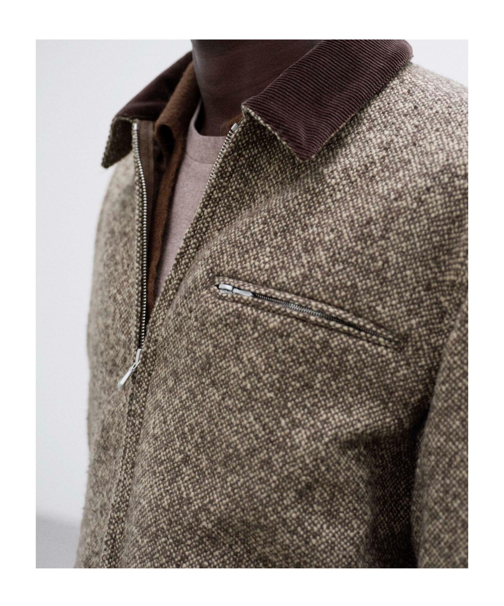 AURALEE Tweed Zip Blouson in Brown for Men | Lyst
