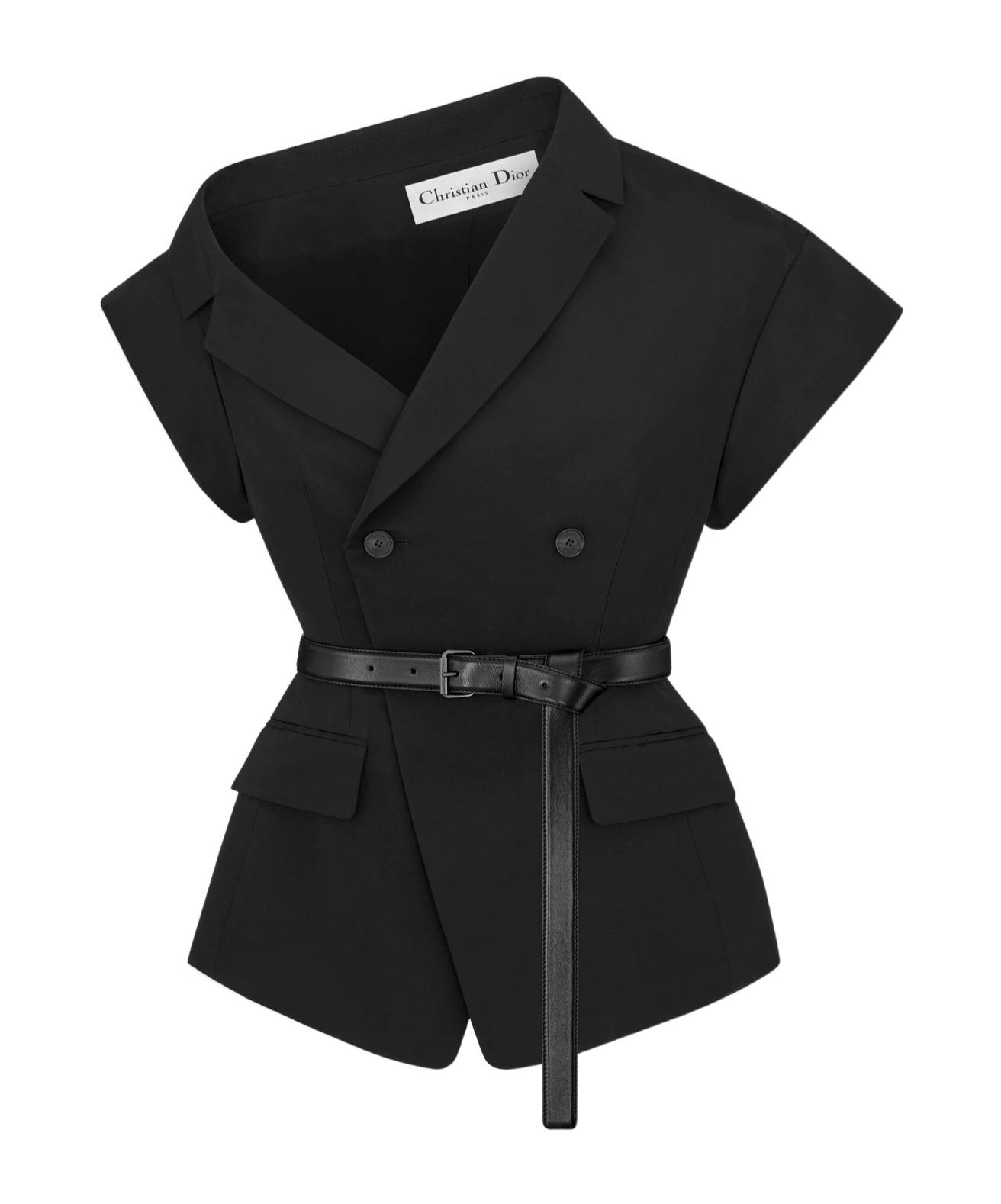 Dior Asymmetric Short-Sleeved Jacket With Belt in Black | Lyst