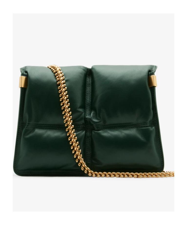 Burberry Snip Quilted Chain-Link Crossbody Bag in Green | Lyst