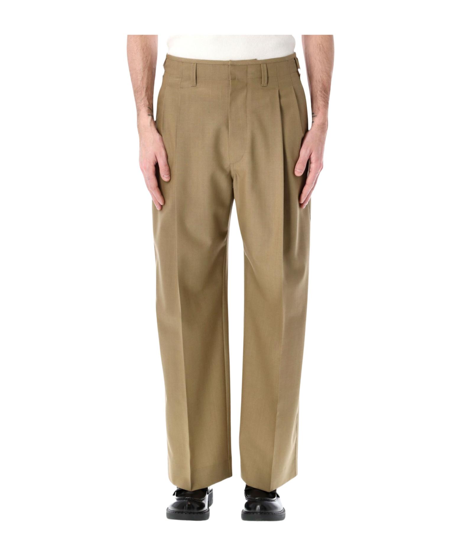 Lemaire Pleated Wide-Leg Pants in Natural for Men | Lyst