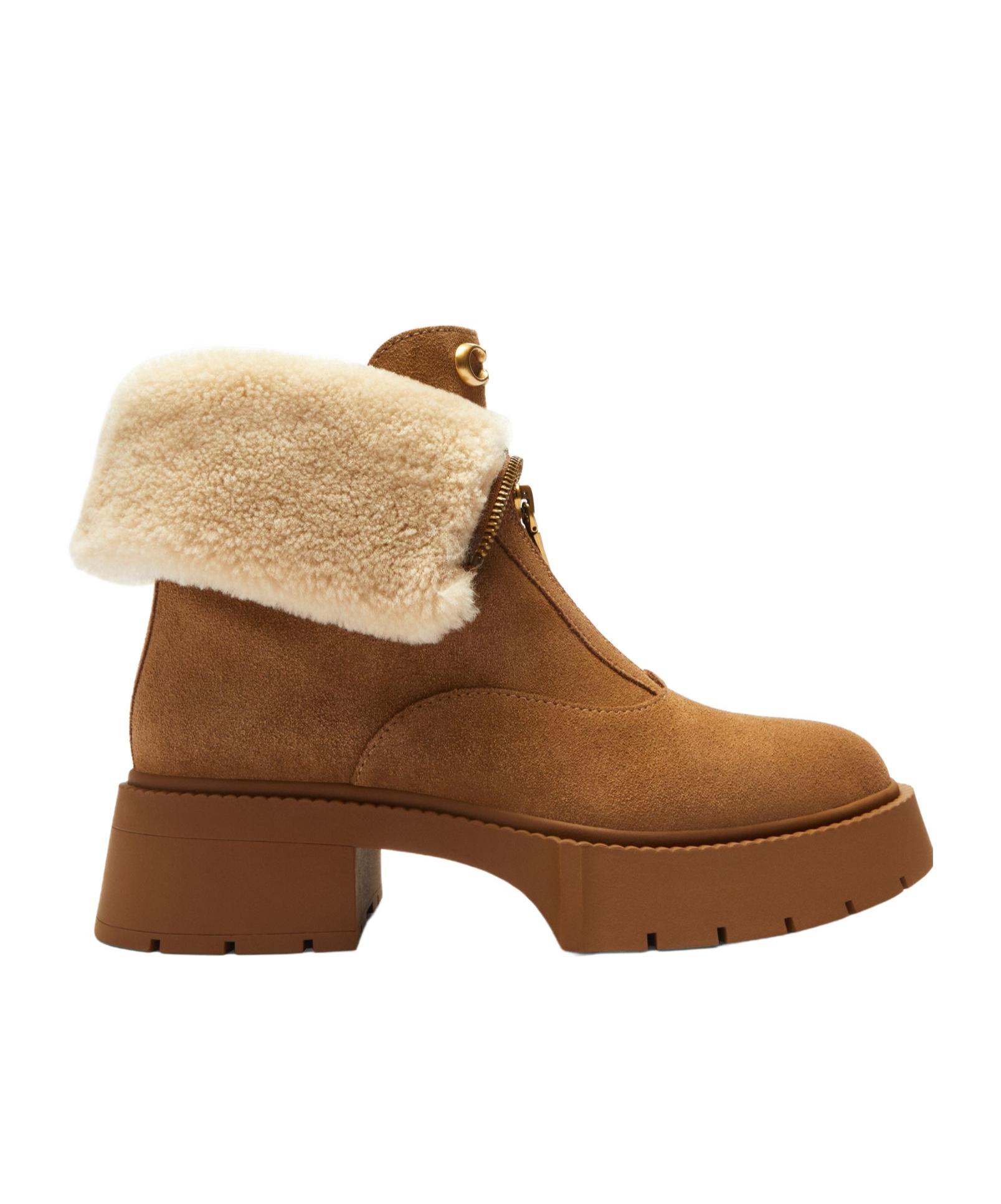 Vintage Coach Leah Brown Leather Sherpa Tall Ankle Boot 7 COACH® | Leah Platform Zip Bootie main image 3