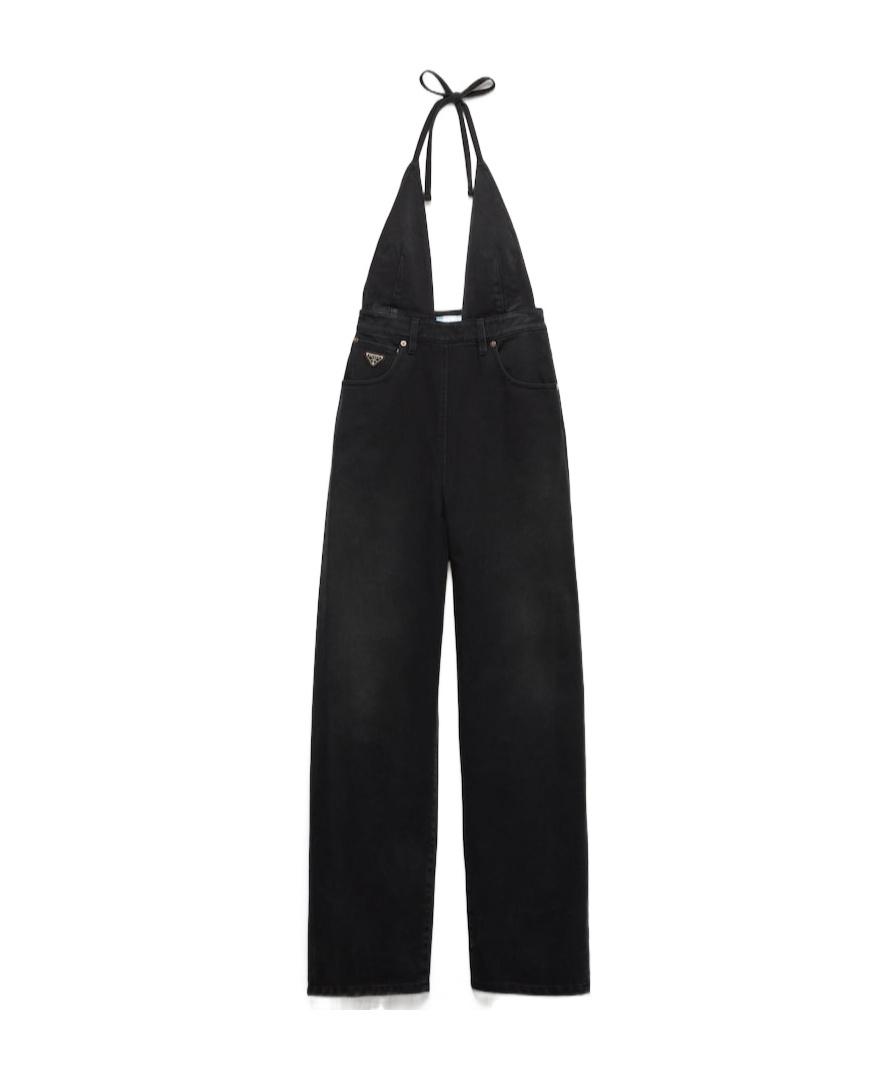 オールインワン・サロペット PRADA Black Re-Nylon and crepe jumpsuit オールインワン・サロペット PRADA Black Re-Nylon and crepe