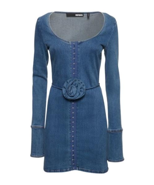 rotate birger christensen denim dress Rose Stretch Mini in Blue Womens jeans Primary color:Rose Garden Abstract Pleated Maxi Dress Union Made Vintage 1980s Medium Blue.