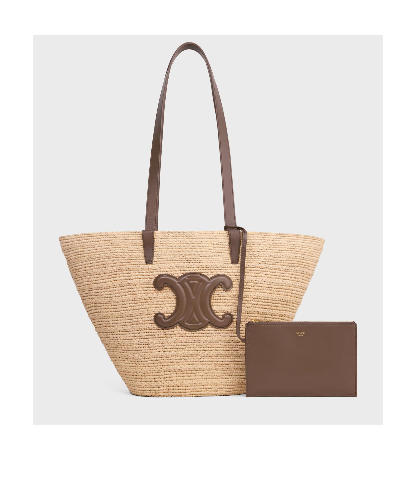 トートバッグ CELINE MEDIUM SUPPLE CLASSIC PANIER BAG undefined Medium supple panier in raffia and calfskin