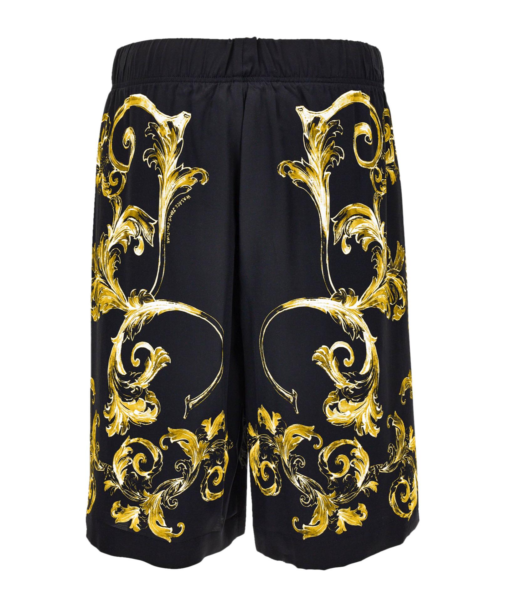 【関税＆送料込み】Versace Jeans Shorts With Baroque Patter Versace Jeans Couture Baroque pattern-print Shorts | Black