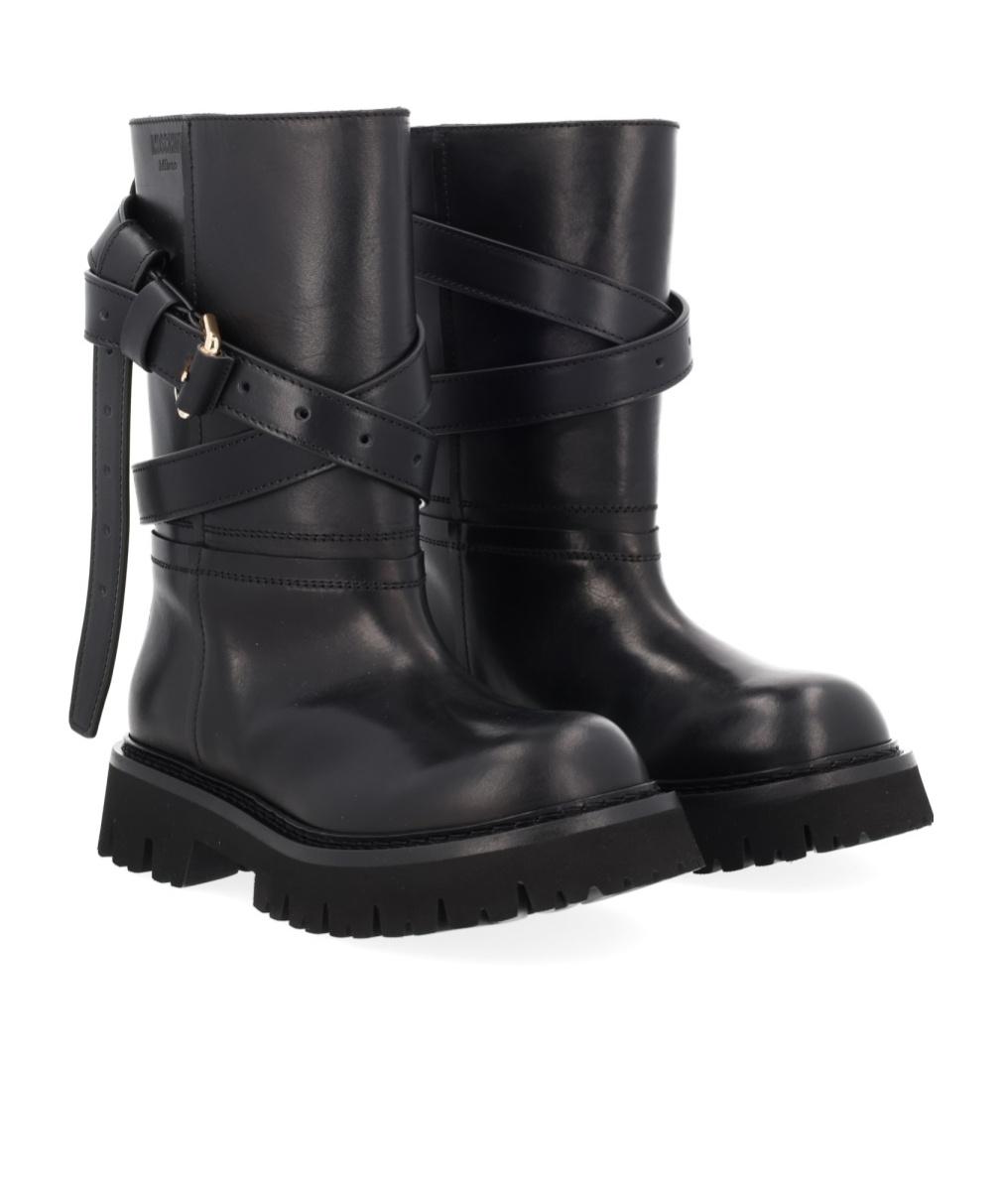 Moschino Adjustable Buckle Black Ankle Boots - NWT MOSCHINO Footwear | Black Women main image 2
