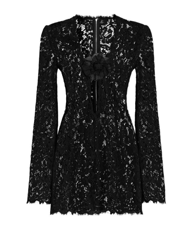 dolce gabbana lace up floral lace mini dress Dolce & Gabbana Lace-Up Floral Lace Mini Dress
