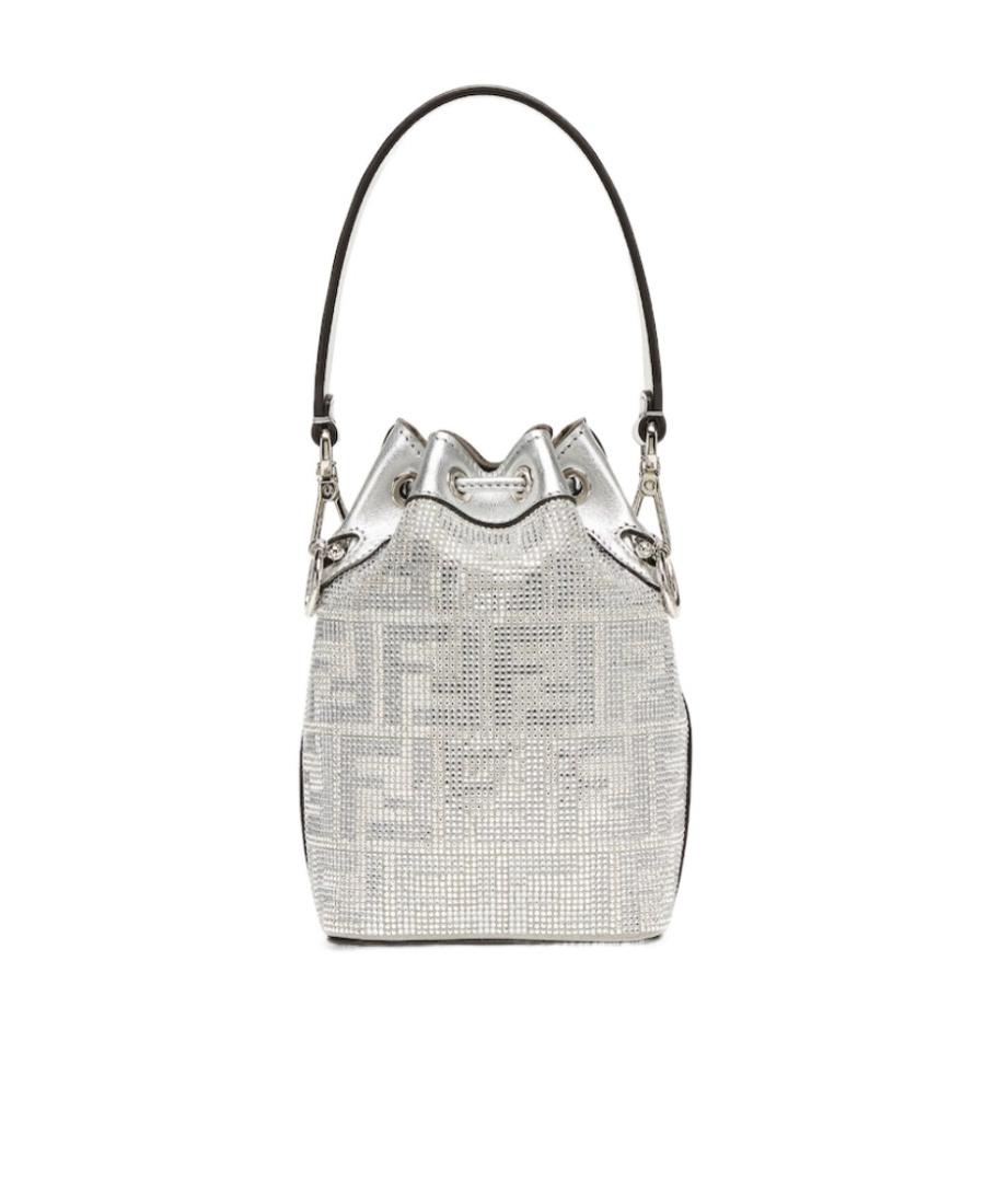 ハンドバッグ FENDI MINI MON TRESOR CRYSTAL Fendi Leather Mini Bag With Crystal Ff Motif in White | Lyst