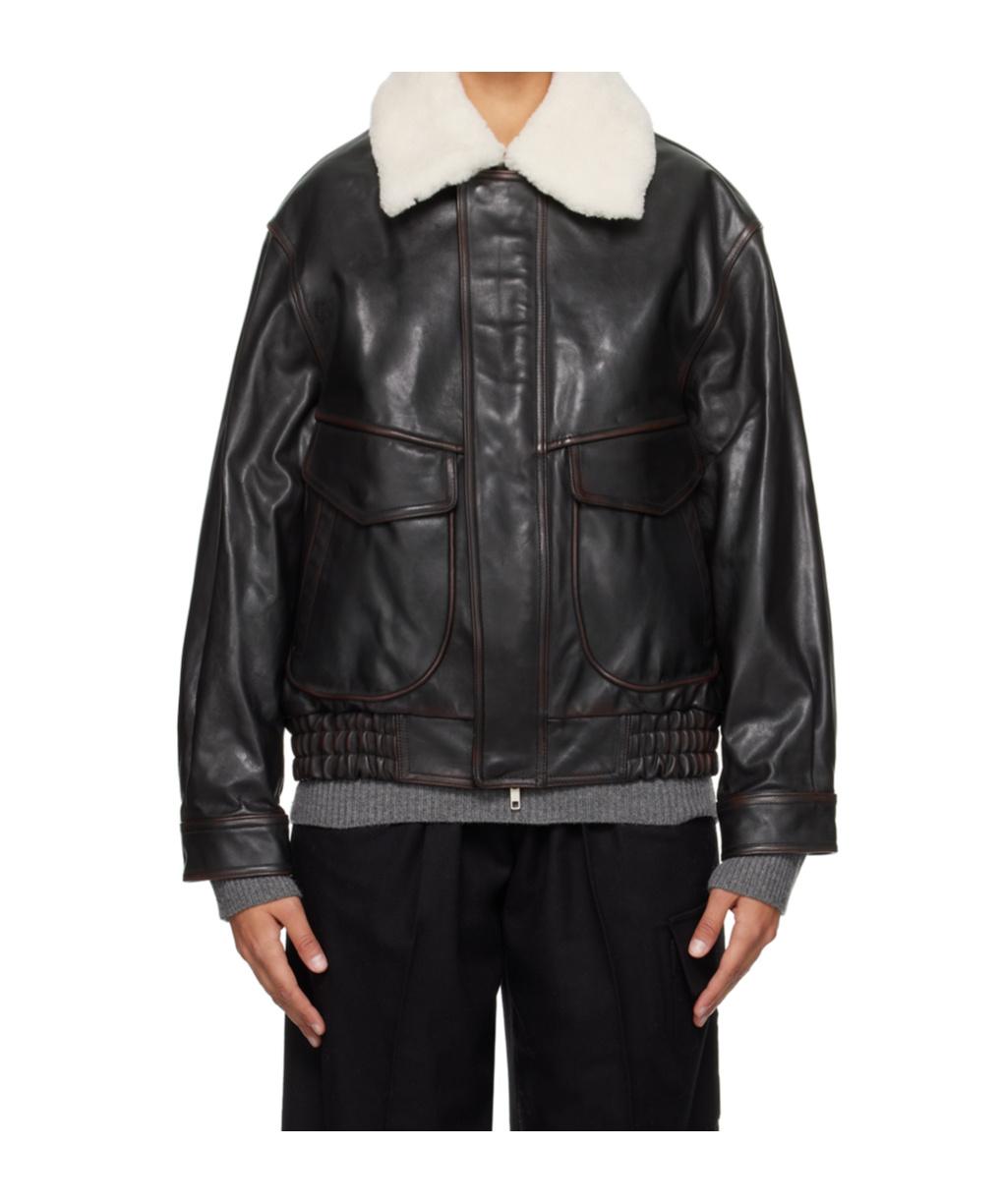 ジャケット Dunst Jackets Dunst Black Oversized Leather Jacket Dunst