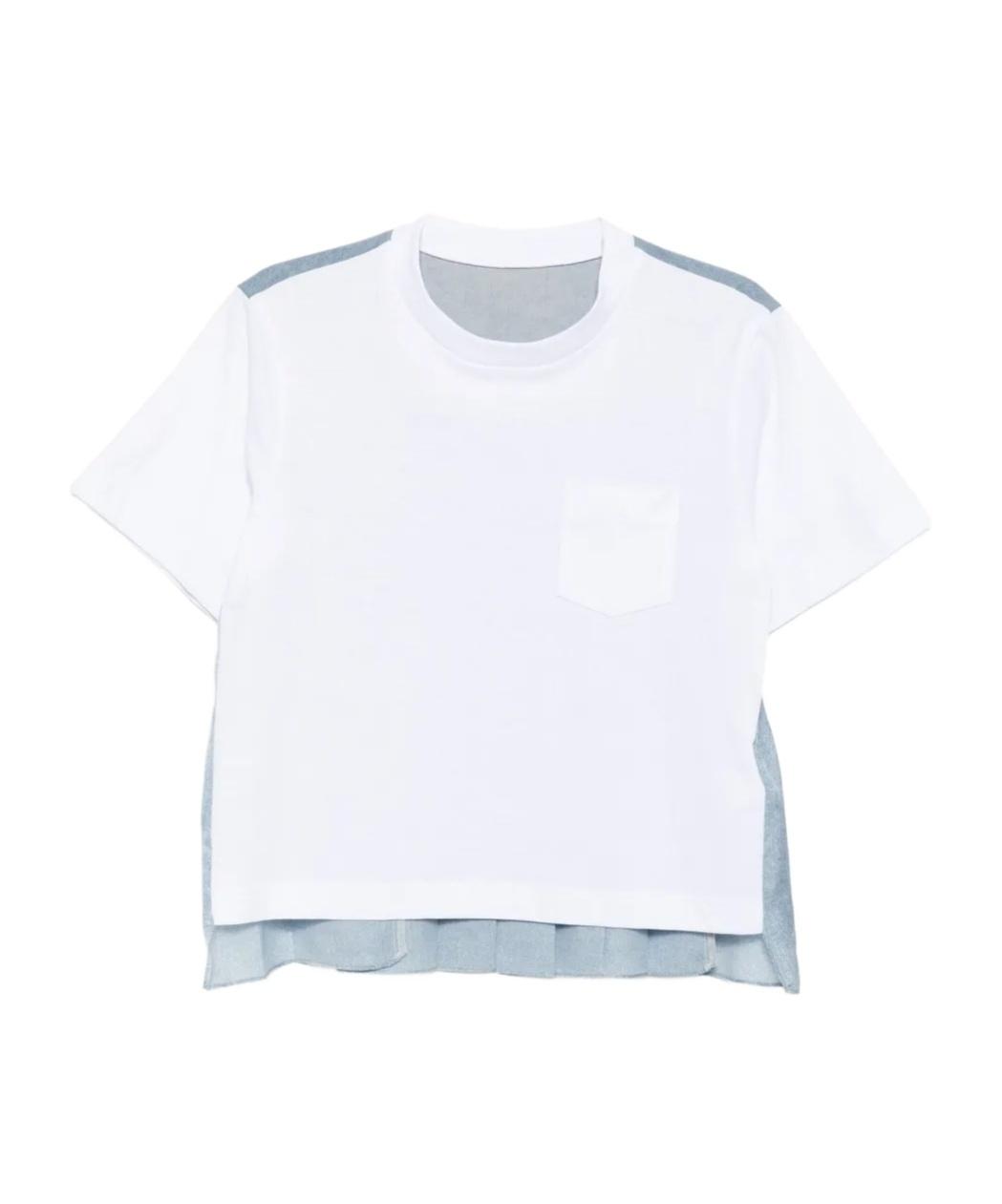 Tシャツ・カットソー SACAI Organza t-shirt White Spun Organza x Cotton Jersey T-Shirt | sacai Official Store